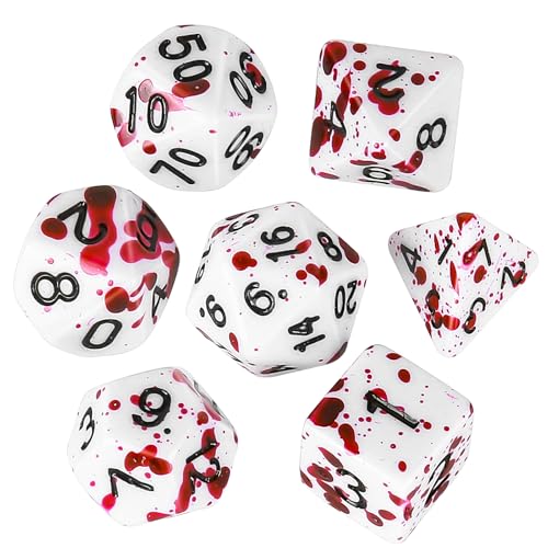 OriCraft D20 Vampirwürfel, DND-Würfel-Set, realistische Blutspritzer, Gaming-Würfel, blutige Würfel, polyedrisches Rollenspiel, Würfel, Dungeons and Dragons Dice von OriCraft