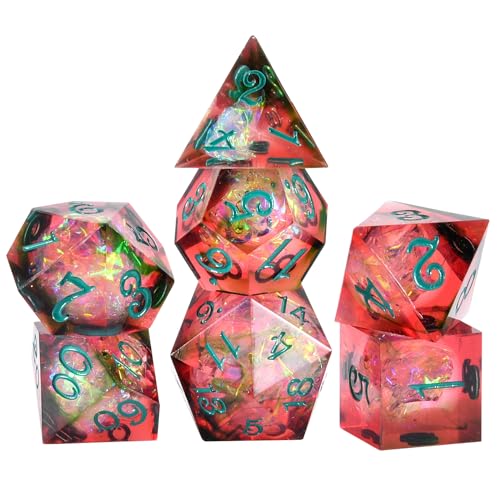 OriCraft Red Magic Dice DND-Würfel-Set, Dungeons and Dragons, polyedrisches Rollenspiel, Spielwürfel, Kristall, D20, rote magische Welt-Energiestein-Würfel, Halloween-Würfel, scharfe Ecken, Würfel von OriCraft