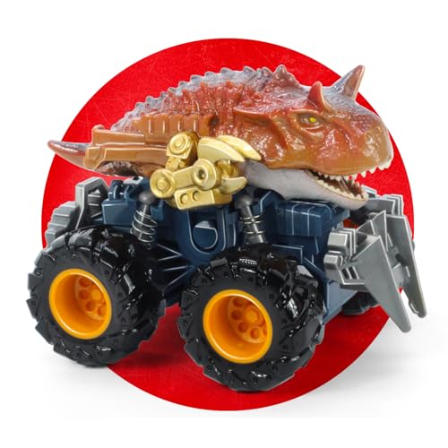 Oriate Spielzeug-Auto Dinosaurierautos Dinosaurier Monster Truck Spielzeug für Kinder, Carnotaurus Monstertruck Reibungsbetriebene Rennwagen LKW Push and Go Fahrzeug Stunt Auto, kindertagsgeschenke von Oriate