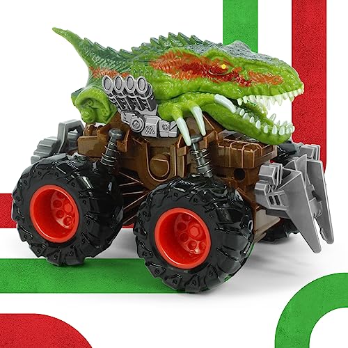 Oriate Dinosaurier Autos Spielzeug für Kinder 3-5, Reibung angetrieben 1-Pack Velociraptor Push und gehen Auto Monster Truck Dino Spielzeug Geschenke für Geburtstag von Oriate