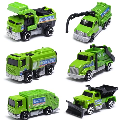 Oriate Spielzeug Müllwagen Auto LKW Educational Mini diecasting Cars Model Set 1:64, Metal Müllauto Müll LKW, Müllabfuhr Lastwagen Tortendeko Sandspielzeug Kindertagsgeschenk von Oriate