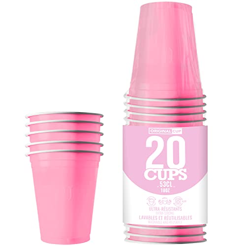 20er Pack Offiziellen Original Pink Pastel Cups | Amerikanische 53cl Becher rosa | Beer Pong | Premium Qualität | Becher aus wiederverwendbaren Plastik | Spülmaschinenfest | OriginalCup® von Original Cup