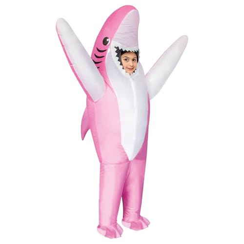 AirSuit® Aufblasbares Hai Kostüm Rosa für Kinder | Kinderkostüm Shark Größe 120-150cm | Sehr strapazierfähiges Polyester - Angenehm zu tragen | Inklusive Aufblassystem | OriginalCorner® von Original Cup