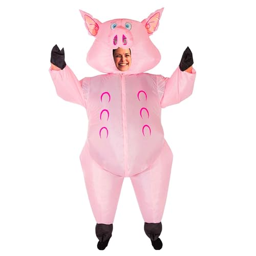 AirSuit® Aufblasbares Kostüm Schwein | Ausgefallenes Auflbaskostüm | Premium Qualität | Größe Erwachsene | Polyester | Angenehm tragbar | Resistent | Mit Aufblassystem | OriginalCup® von Original Cup