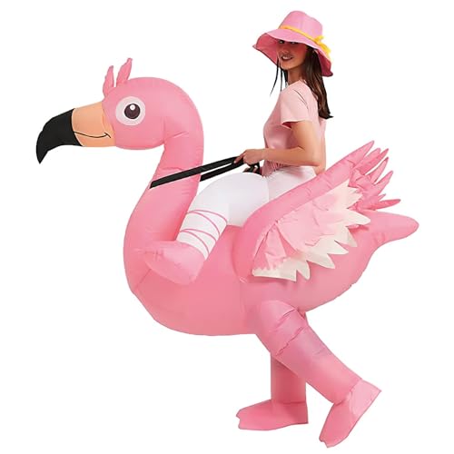 AirSuit® Aufblasbare Verkleidung Rosa Flamingo | Ungewöhnliches Kostüm in Erwachsene | Größe 160 bis 190cm | Aus sehr strapazierfähigem Polyester | Inklusive Aufblassystem| Riesiges Tier| OriginalCup® von Original Cup