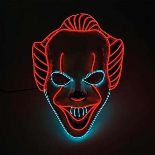 Clown® LED-Maske | Neonmaske aus Hartplastik | 3 Blinkmodi | für Kostümpartys, Halloween, Cosplay, Karneval | Kostüm für Erwachsene Clown Killer | OriginalCorner® von Original Cup