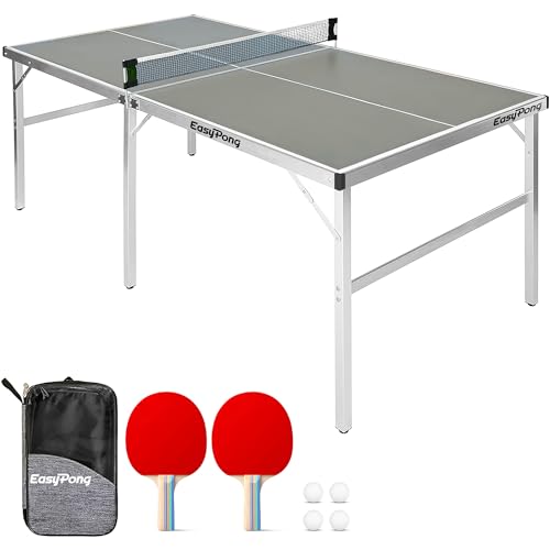 EasyPong® | Ping Pong Tisch Grauer | 182x91cm | Premium Qualität | Leicht zu transportieren | Stabil | Ideal für Outdoor & Indoor | 2 Schläger + 4 Bälle | Tischtennis | 100% Fun | OriginalCup® von Original Cup