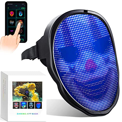 Facemask® | Connected Led Mask | Premium-Qualität | Programmierbarer Bildschirm Bluetooth mit Smartphone | Cosplay | Insolite | Accessoire | Kostüm | Halloween | USB-Ladegerät | 100% Horror von Original Cup