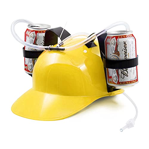 BeerHelmet® Gelber Bierhelm | Anti-Durst-Helm | 2 Getränkehalter mit wiederverwendbaren, integrierten Strohhalmen | Verstellbare Größe | Aperitif und Trinkspiel | OriginalCup® von Original Cup