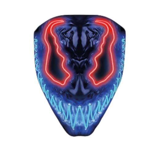 LED-Maske Devil Blau und Rot | Premium-Qualität aus festem Kunststoff | Leuchtende Neon-Maske mit 3 Blinkmodi | Originelle Verkleidung für Halloween und Kostümparty | OriginalCup® von Original Cup