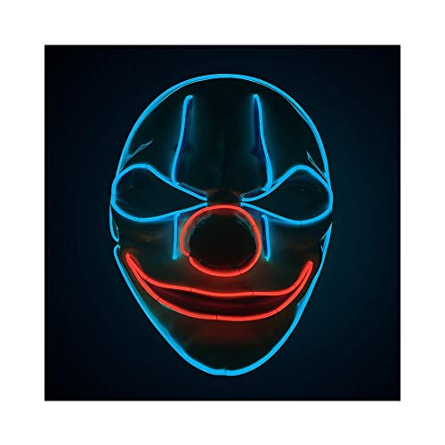 Original Cup | LED-Licht Maske Clown | Premium Qualität | Feste Kunststoff | 3 Blinkmuster | Neon Maske | Halloween von Original Cup