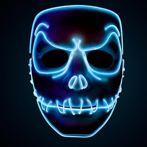 Original Cup | LED-Licht Maske Jack | Premium Qualität | Feste Kunststoff | 3 Blinkmuster | Neon Maske | Halloween von Original Cup