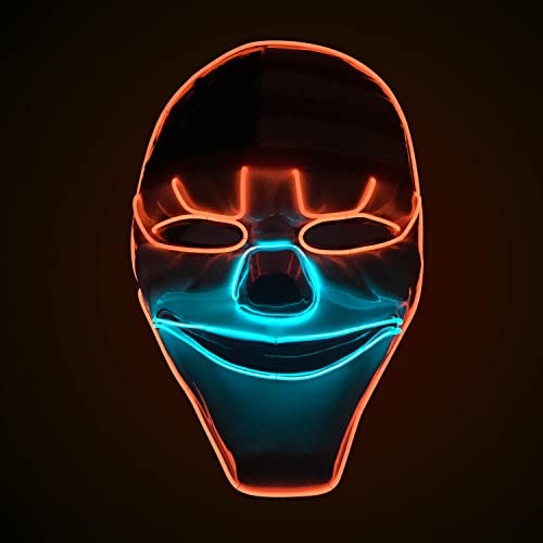 Original Cup | LED-Licht Maske Scary | Premium Qualität | Feste Kunststoff | 3 Blinkmuster | Neon Maske | Halloween von Original Cup