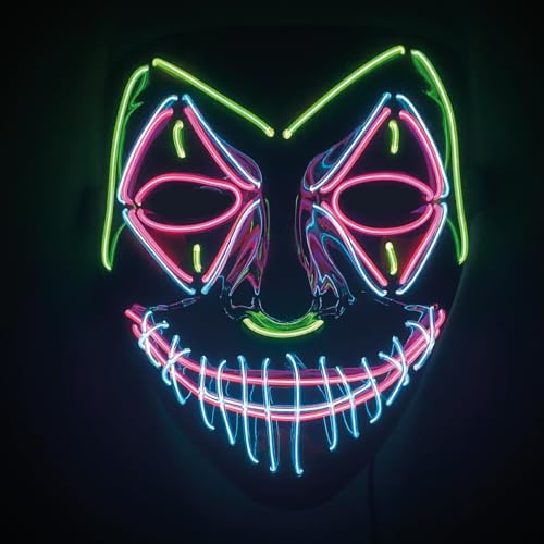 Original Cup | New LED-Licht Demon | Premium Qualität | Feste Kunststoff | 3 Blinkmuster | Neon Maske | Halloween von Original Cup