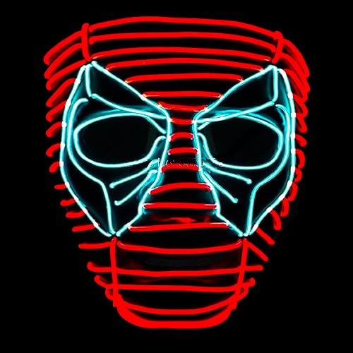 Original Cup | New LED-Licht Maske Dead Pool | Premium Qualität | Feste Kunststoff | 3 Blinkmuster | Neon Maske | Halloween von Original Cup