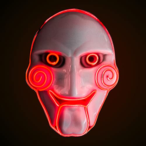 Original Cup | New LED-Licht Maske Jig Saw | Premium Qualität | Feste Kunststoff | 3 Blinkmuster | Neon Maske | Halloween von Original Cup