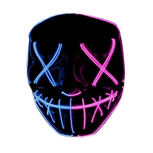 Original Cup The Purge® LED Maske | American Nightmare Blue Double Face | Premium Qualität | Hartplastik | 3 Blinkmodi | LED Maske | Cosplay | Halloween | Neon | 100% Horror | 100% Spaß von Original Cup