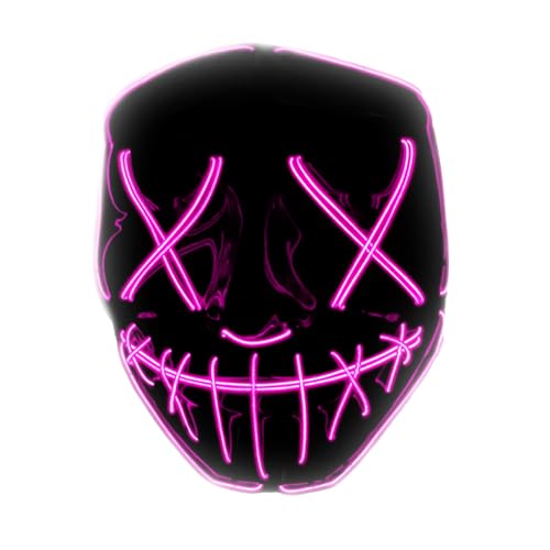 Original Cup The Purge® LED Maske | American Nightmare Rosa | Premium Qualität | Hartplastik | 3 Blinkmodi | LED Maske | Cosplay | Halloween | Neon | 100% Horror | 100% Spaß von Original Cup