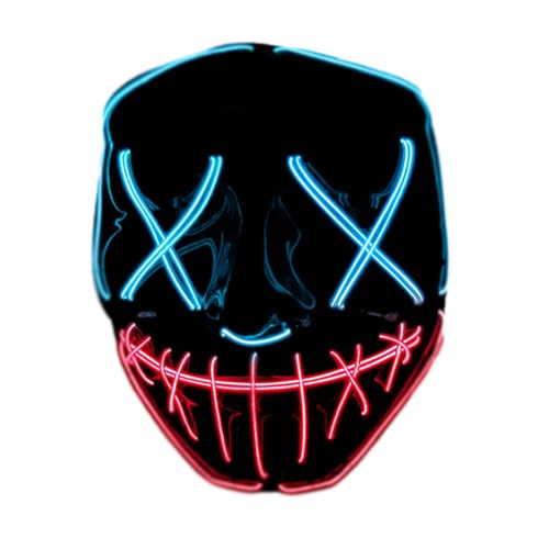 Original Cup The Purge® LED-Maske | Nightmare Blau und Rot | Starrer Kunststoff | 3 Blinkmodi | LED-Maske | Cosplay | Halloween | Neon | 100% Horror | 100% Fun von Original Cup