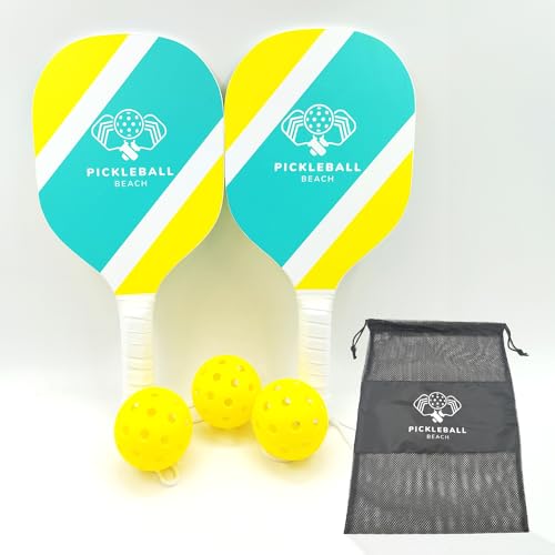 Pickleball Pro® | 2 Holzschläger + 3 Bälle | Offizielles Pickle Ball Set mit Transporttasche | Strand, Outdoor, Sport Spiel | Kinder & Erwachsenenspiele | 100% Fun | OriginalCorner® von Original Cup