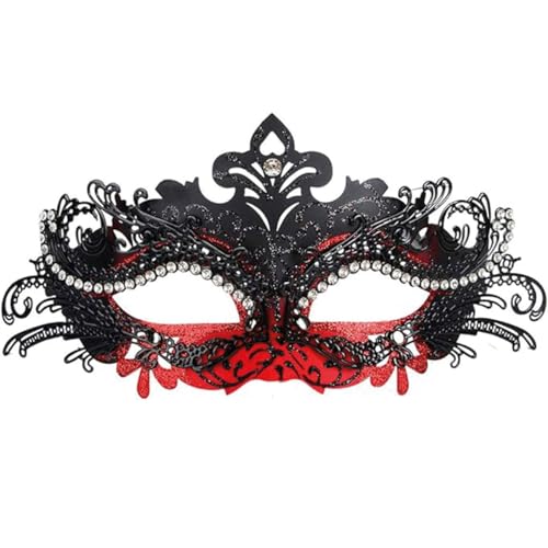 Schwarze-Rote Venezianische Maske | Traditionelle Karnevalsmaske aus Venedig | Elegantes Maskenball Kostüm | Einheitsgröße für Erwachsene | Karneval, Halloween | OriginalCorner® von Original Cup