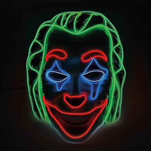 Smile Clown® LED Maske | Rigid Plastic Neon Mask | 3 Blinkmodi | Für Kostümpartys, Halloween, Cosplay, Karneval | Kostüme Erwachsene | OriginalCorner® von Original Cup