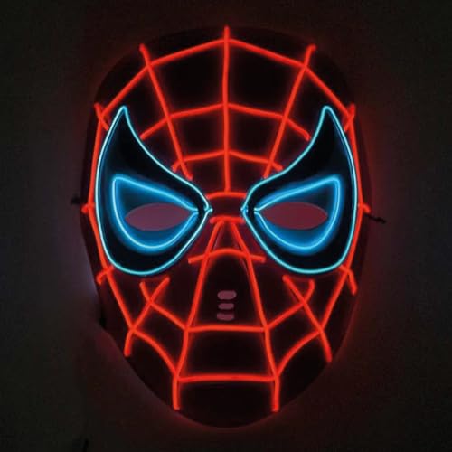 Spider Mask® LED Maske | Rigid Plastic Neon Mask | 3 Blinkmodi | Für Kostümpartys, Halloween, Cosplay, Karneval | 100% Fun Adult Kostum | OriginalCorner® von Original Cup