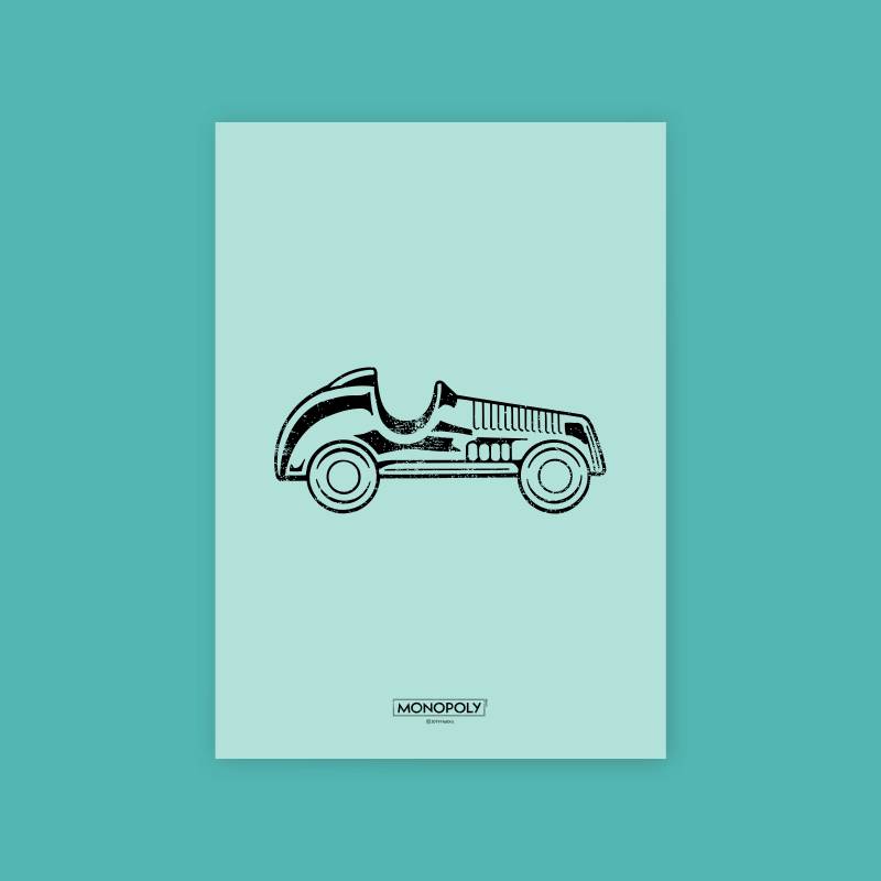 Monopoly Car Letterpress Art Print - A3 von Original Hero