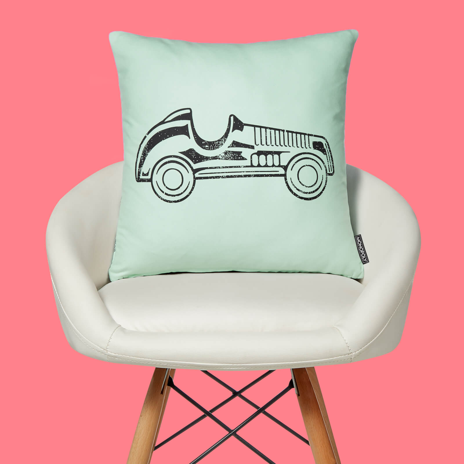 Monopoly Car Letterpress Square Cushion - 40x40cm - Soft Touch von Original Hero