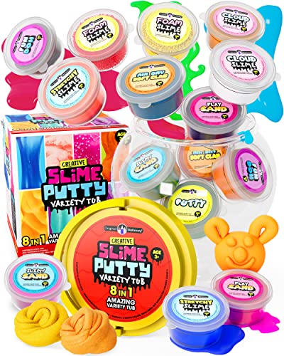 Original Stationery Creative Slime Putty Variety Tub, Vorgefertigtes Schleim-Set für Kinder, Wolkenschleim, Flauschiger Schleim, Weicher Ton, Putty und Mehr, Tolle Geschenke für Mädchen von Original Stationery