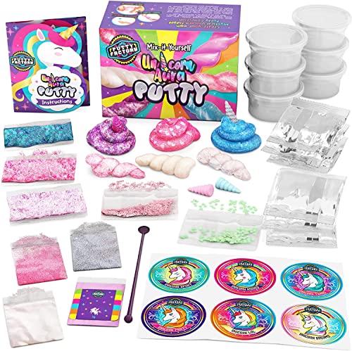 Original Stationery Einhorn Aura Schleim Set, Geheimnisvoll im Dunkeln leuchtendes Putty für Kinder, Vollgepacktes Bastelset zum Selbermachen mit Glitzer Zubehör Geschenke von Original Stationery