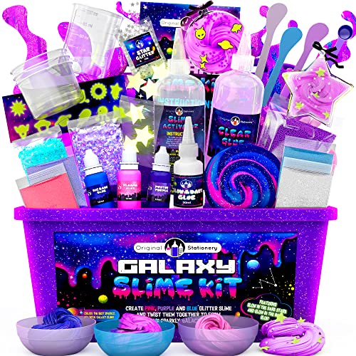 Original Stationery Galaxy Slime Kit mit Glow in The Dark Kleber und Sternen- Glitter & Galactic ! DIY Galaxie-Schleim Set um im Dunkeln Leuchtendem Galaktischen Schleim Machen von Original Stationery