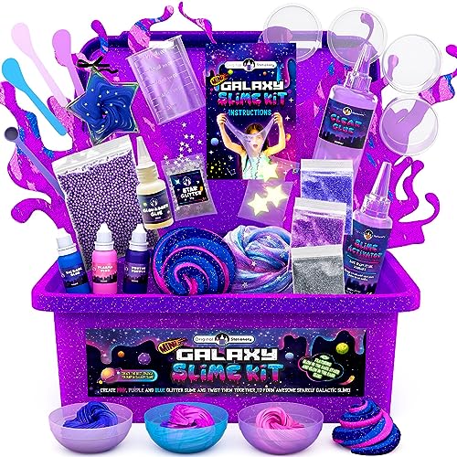 Original Stationery Mini Galaxy Schleim-Set - Bastelset Slime zum Selber Machen mit Galaktischen Glitzer-Zugaben Ideale Geschenkidee für Kinder 7-10 Schleimlabor Geschenke für Mädchen von Original Stationery