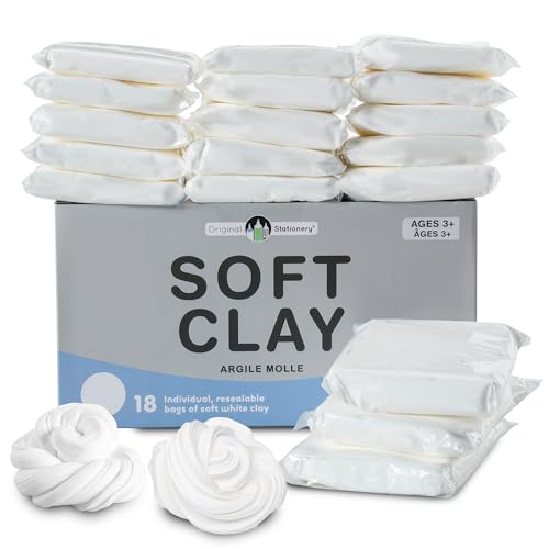 Original Stationery Soft Clay for Slime, XL Weißer Lufttrocknender Ton für Kinder, 1800g Air Dry Clay Foam um Fluffy Slime & Butter Slime zu Machen, Schleim Spiele von Original Stationery