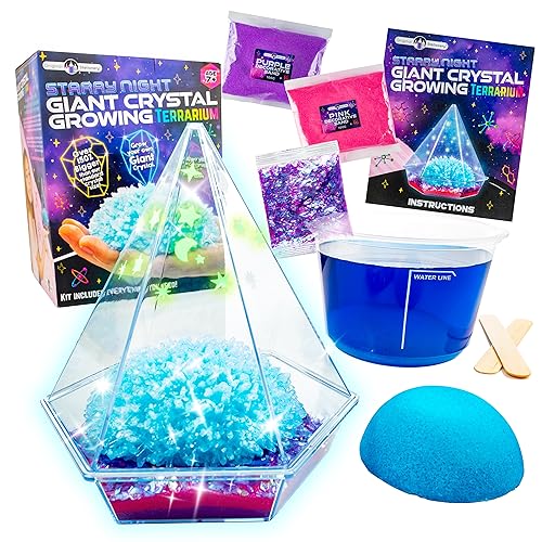 Original Stationery Starry Night Giant Crystal Growing Terrarium Set, Kristallzucht Set für Kinder mit Leuchtaufkleber und Glitzer, Wissenschaft Experimente für Kinder von Original Stationery