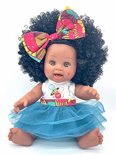 Natural Ella Baby Bee Doll - African American, Black, Biracial, Latino Baby Doll with Curly Natural Black Hair for Kids 3 and up for Birthday Gift von Orijin Bees