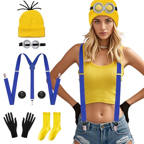 Orizizhic 6 PCS Halloween Kostüm Cosplay for Erwachsener and Kinder，Enthalten Goggles Hut Handschuhe Socken Knopf, Halloween Party Kostüm für Damen Herren Kinder von Orizizhic