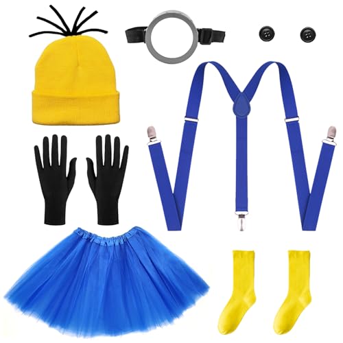 Orizizhic 7 PCS Karneval Kostüm Cosplay for Erwachsener and Kinder，Enthalten Goggles Hut Handschuhe Socken Knopf Röcke, Party Karneval Film Kostüm Halloween für Damen Herren von Orizizhic