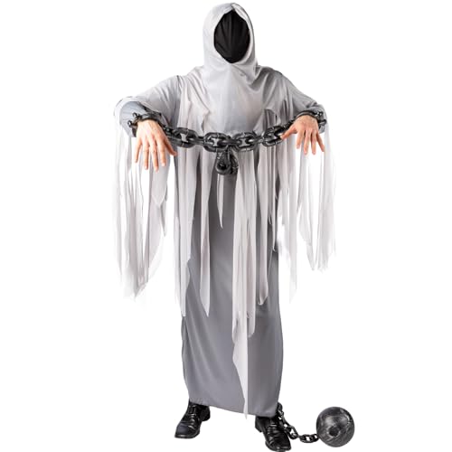 Halloween Kostüm Geist Daemon für Herren Gr. S-XXXL Grau Gespenst Fasching Zombie Karneval Mottoparty (S-L) von Orlob Karneval