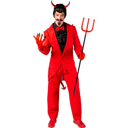 Teufel Kostüm Fürst der Hölle für Herren Rot Gr. S-XXXL inklusive Haarreif mit Hörnern Lucifer Halloween Fasching Karneval Mottoparty (XXL/XXXL) von Orlob Karneval