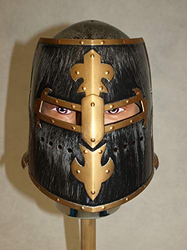 Faschingshelm Ritter Helm Roland, schwarz-Gold von Orlob