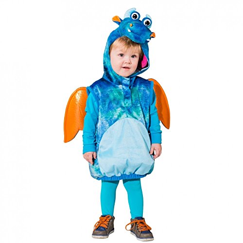 Kinderkostüm Drache Flamy 104 Weste mit Kapuze blau Drachenkostüm Fasching von Orlob