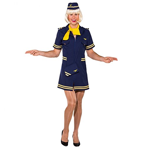 Männerballett Kostüm Stewardess Gr. 50/52 Kleid Haube blau Fasching Flugbegleiterin (50/52) von Orlob