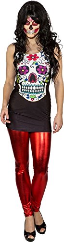 Minikleid mit Totenschädel Aufdruck La Catrina Halloween Tag der Toten Karneval Größe L/XL Minikleid mit Totenschädel Aufdruck La Catrina Halloween Tag der Toten Karneval Größe L/XL von Orlob