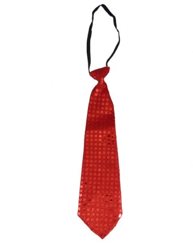 Orlob Fasching Krawatte: Schlips, rot, mit Gummizug, Pailletten von Orlob