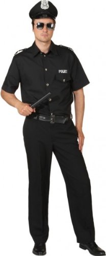 Police Man schwarz : Hemd und Hose, Erwachsenen-Größe:46/48 von Orlob