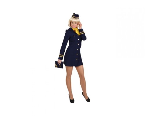 Stewardess blau Kleid Haube Tuch, Größe:42 von Orlob