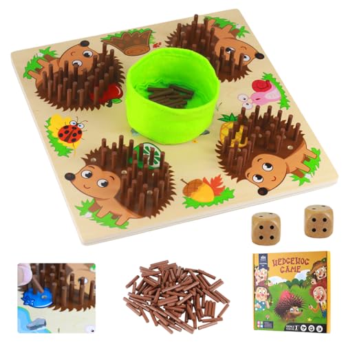 Ortviai Igel Steckspiel Holz, Sensorisches Igel Lernspielzeug, Wooden Hedgehog Toy, Igel Spielzeug Würfelspiel, Igel-Stick-Spiel, für Verbessern Praktischen und Arithmetischen Fähigkeiten von Ortviai