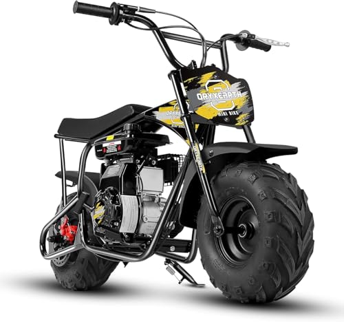 Oryxearth Dirt Bike Kinder 105CC 4-Takt Benzin Offroad Mini Dirt Bike Pit Bike mit Automatikgetriebe, Seilzugstarter und DIY-Aufklebern, ab 13 Jahre,Gelb von Oryxearth