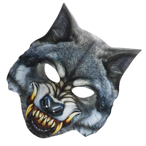 Osdhezcn 3D Wolf Maske Maske Halloween Party Kostüm Cosplays Maske für Erwachsene Mann Frauen Gruselige Tier Halbgesichtsmaske Geschenke 3D Wolf Maske von Osdhezcn